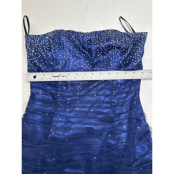 Jessica McClintock II Mermaid Gown Dress in Navy with Silver Sparkles Size 7 - Picture 6 of 8
